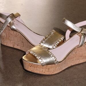 Kate Spade Gold Metalic Wedge Sandals Size 10